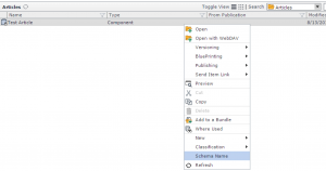 Schema Name in the context menu