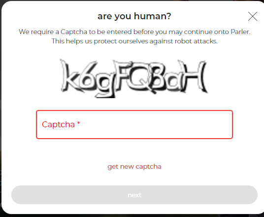 Parler Signin Captcha