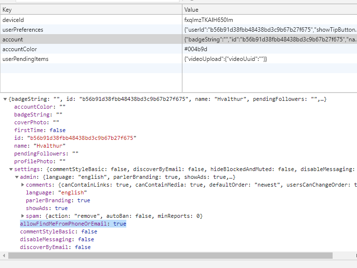Parler LocalStorage