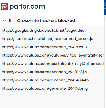 Brave reports it's blocked 8 different cros-site trackers