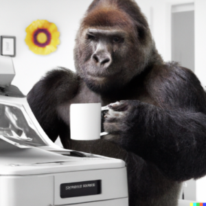 sipping a cup of Java making some copies