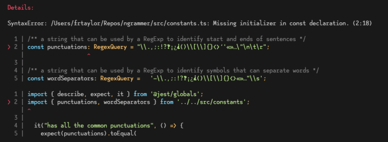 When Jest and TypeScript tell you “missing initializer in const ...