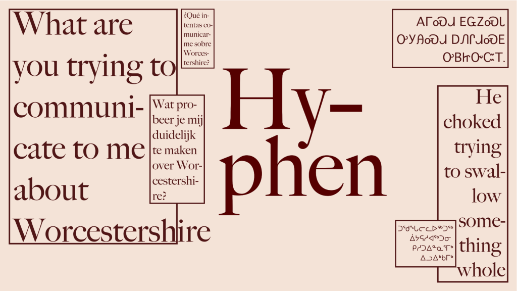 Every language has different rules for where to set the hyphens, if they even have hyphens at all! English, Dutch, Cherokee, Spanish, and Cree are all different